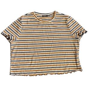 {SheIn} Stripped Cap Sleeve Crop Top